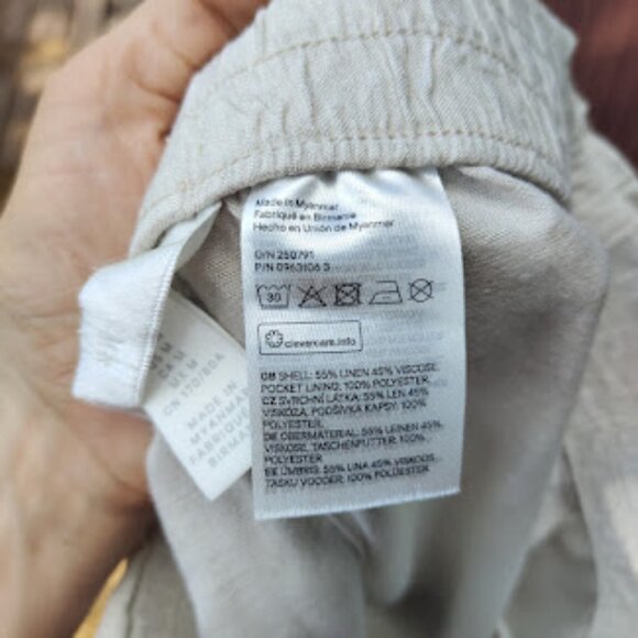 H&M | Beige Off-White Linen Blend Wide Leg Lightweight Pull On Summer Pants M - Picture 9 of 11